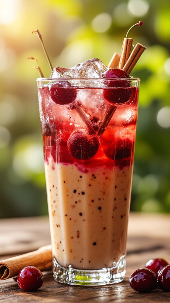 chilled cherry chai drink