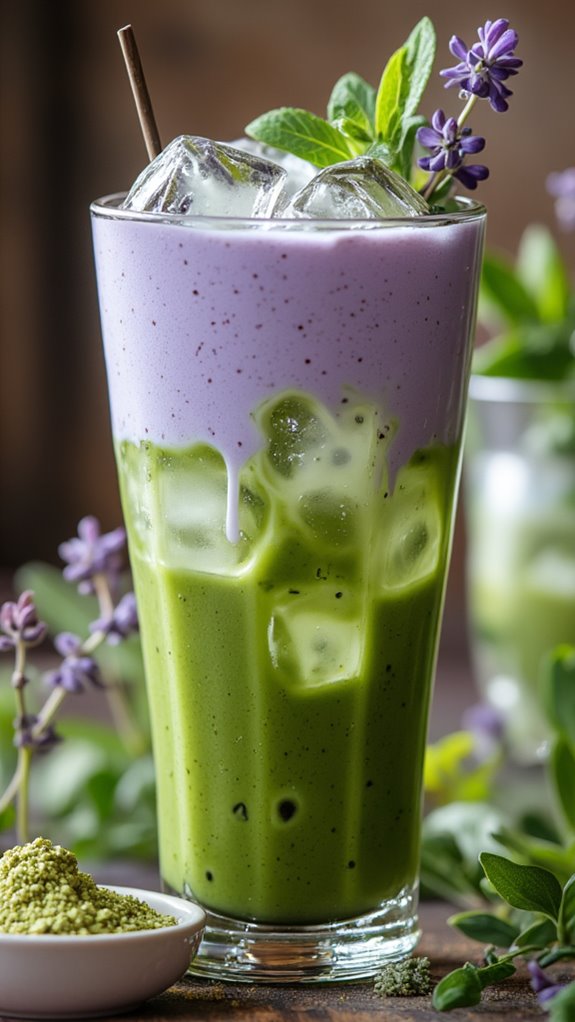 lavender matcha oatmilk drink