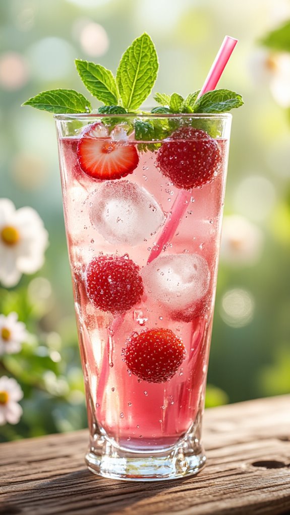 strawberry flavored pink beverage
