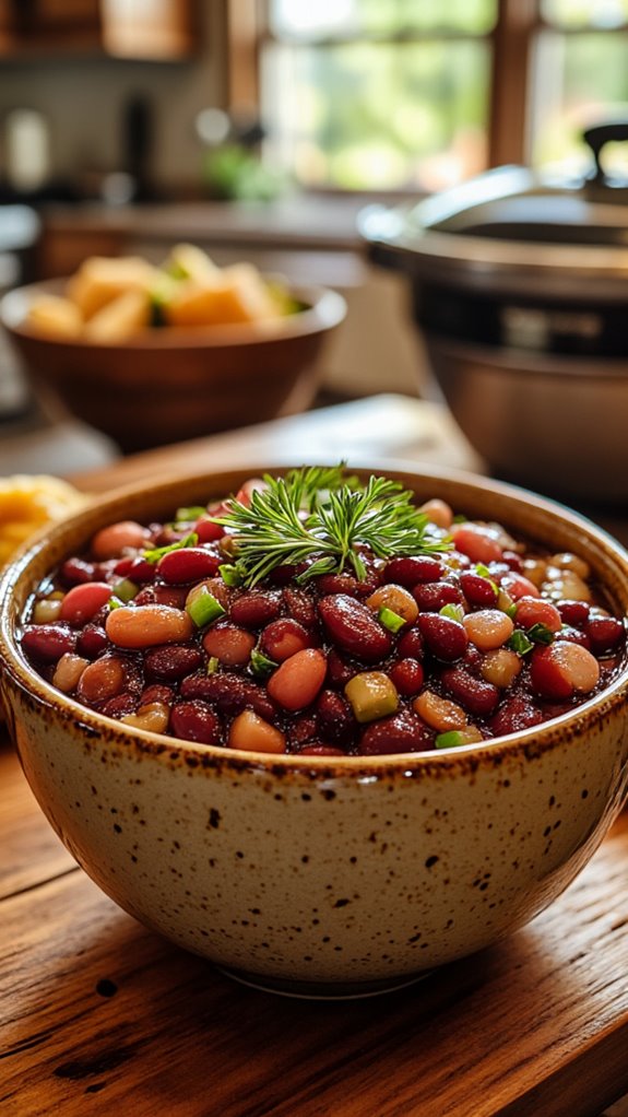 hearty slow cooker cowboy beans