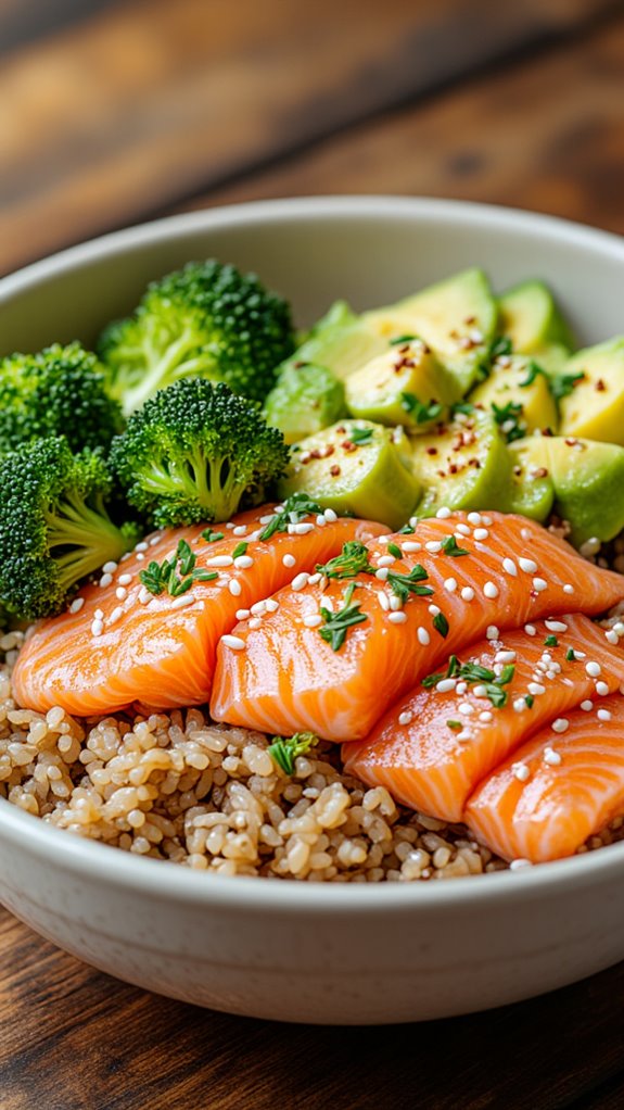 nutritious salmon rice bowl