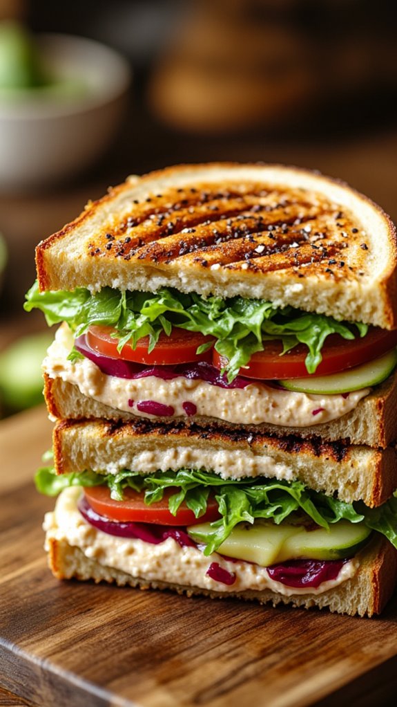 nutritious veggie hummus sandwich
