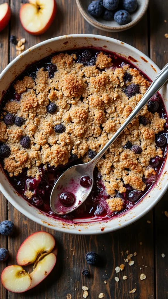 apple crisp with blueberries