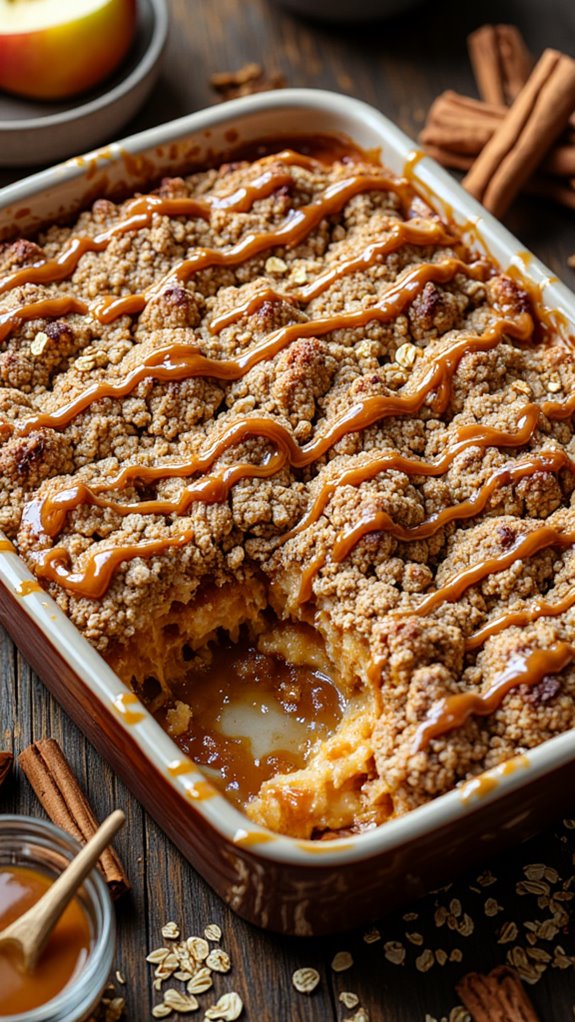 warm apple crisp with caramel